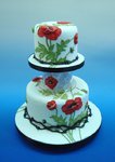 Poppies and barbed wire Wedding Cake